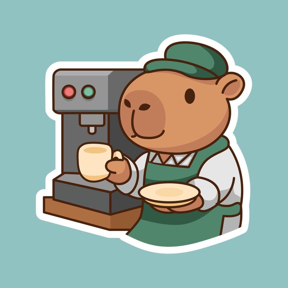 Capybara Making Fresh Espresso vector