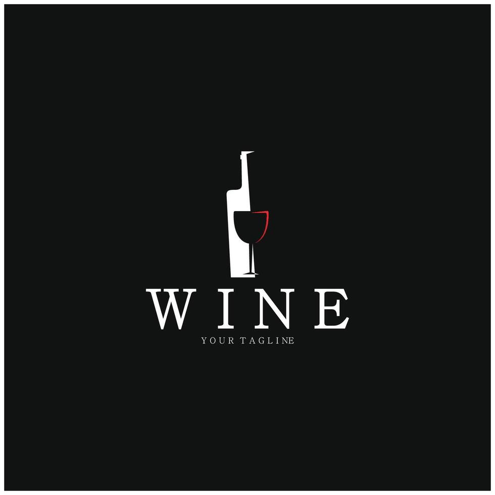 Wine logo with wine glasses and bottles. night clubs,bars,cafe and wine shops. vector