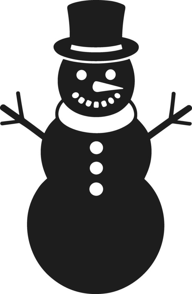 Charming Snowman Silhouette - Christmas Holiday Illustration with Hat and Buttons vector