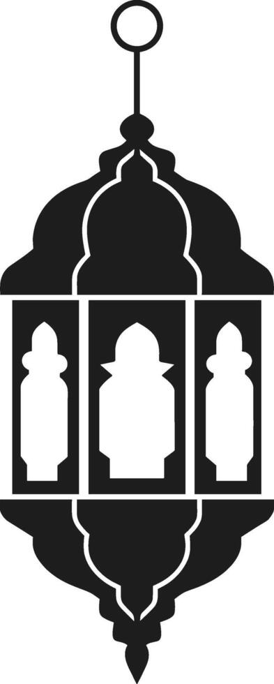 Elegant Islamic Lantern Illustration - Traditional Arabic Hanging Lamp Silhouette vector