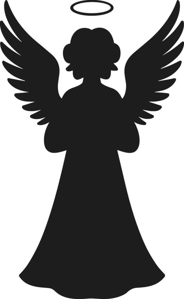 Christmas Angel Silhouette - Holy Figure with Halo and Wings vector