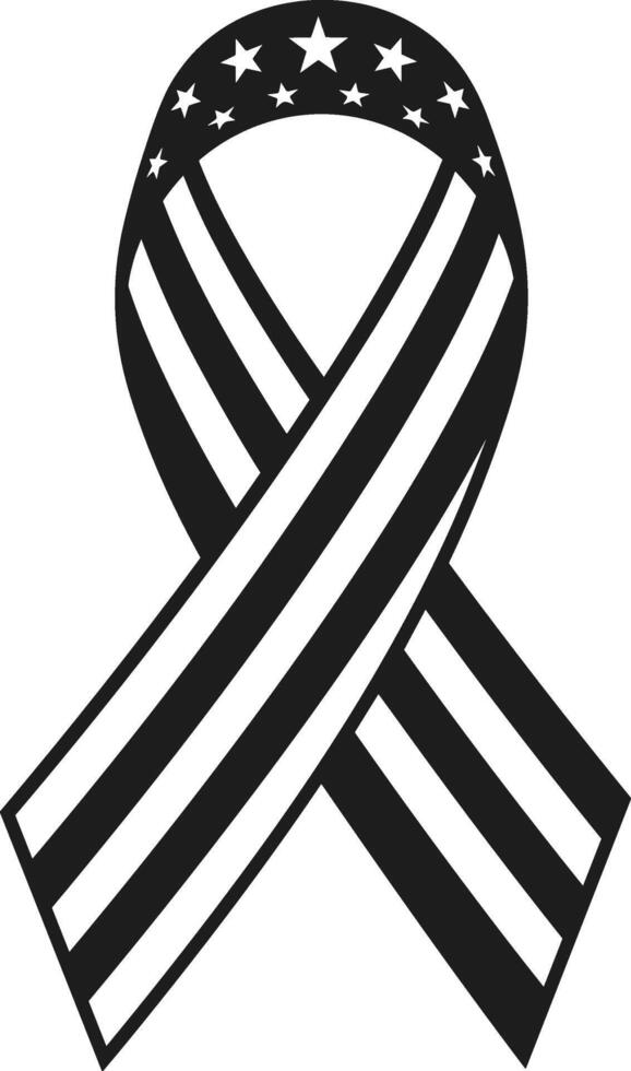 USA Flag Ribbon Silhouette - American Support and Awareness Symbol vector