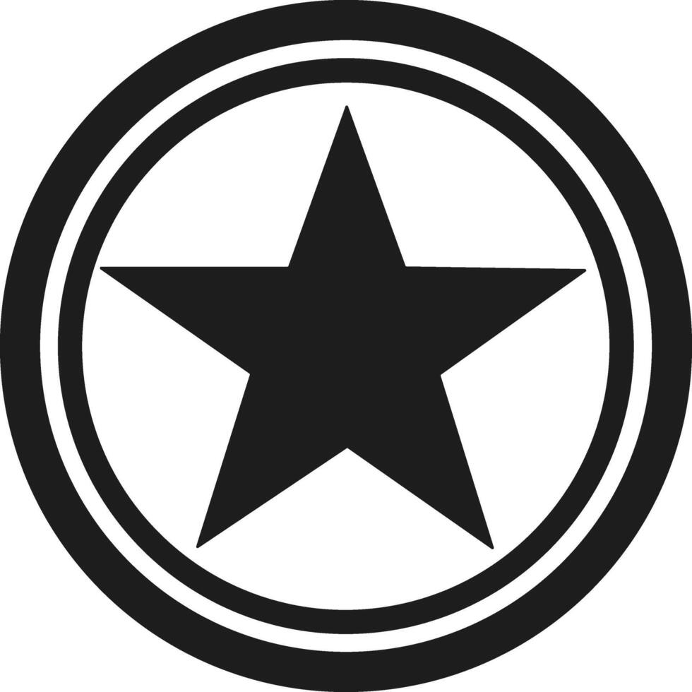 Military Star Emblem Silhouette in Circular Frame - Symbol of Honor and Service vector