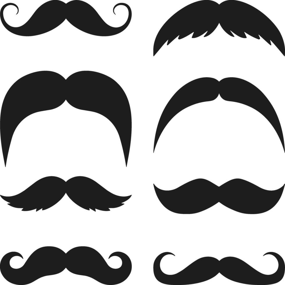 Set of Mustache Silhouettes Illustration vector