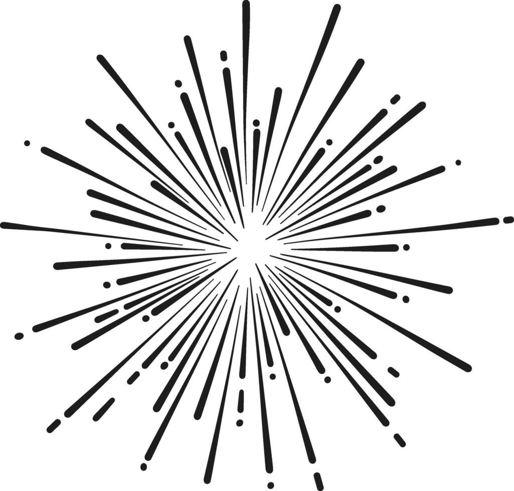 Radiant Firework Silhouette - Festive Celebration Line Art Design vector