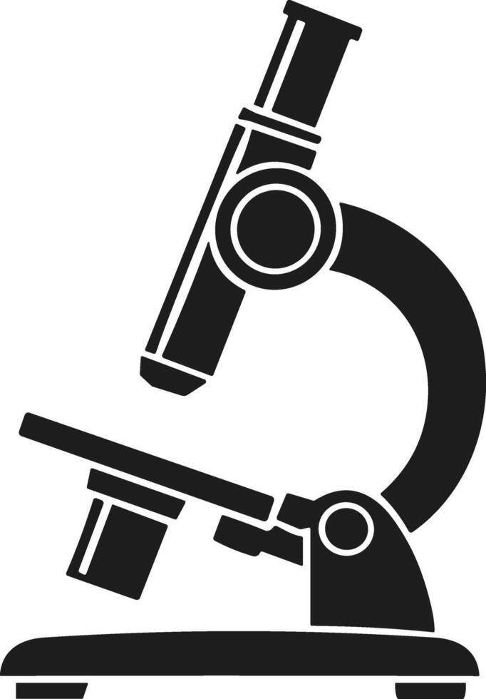 Classic Microscope Silhouette - Educational Science Icon for Back to School vector
