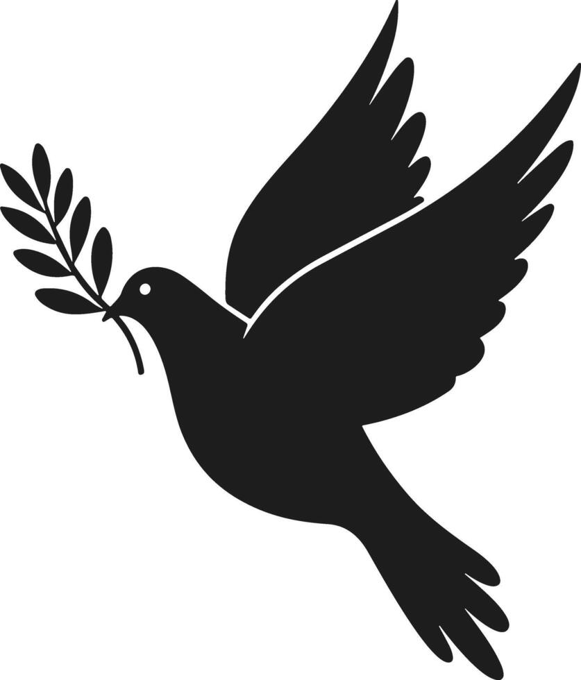 Peace Dove Silhouette Illustration with Olive Branch - Symbol of Harmony and Freedom vector