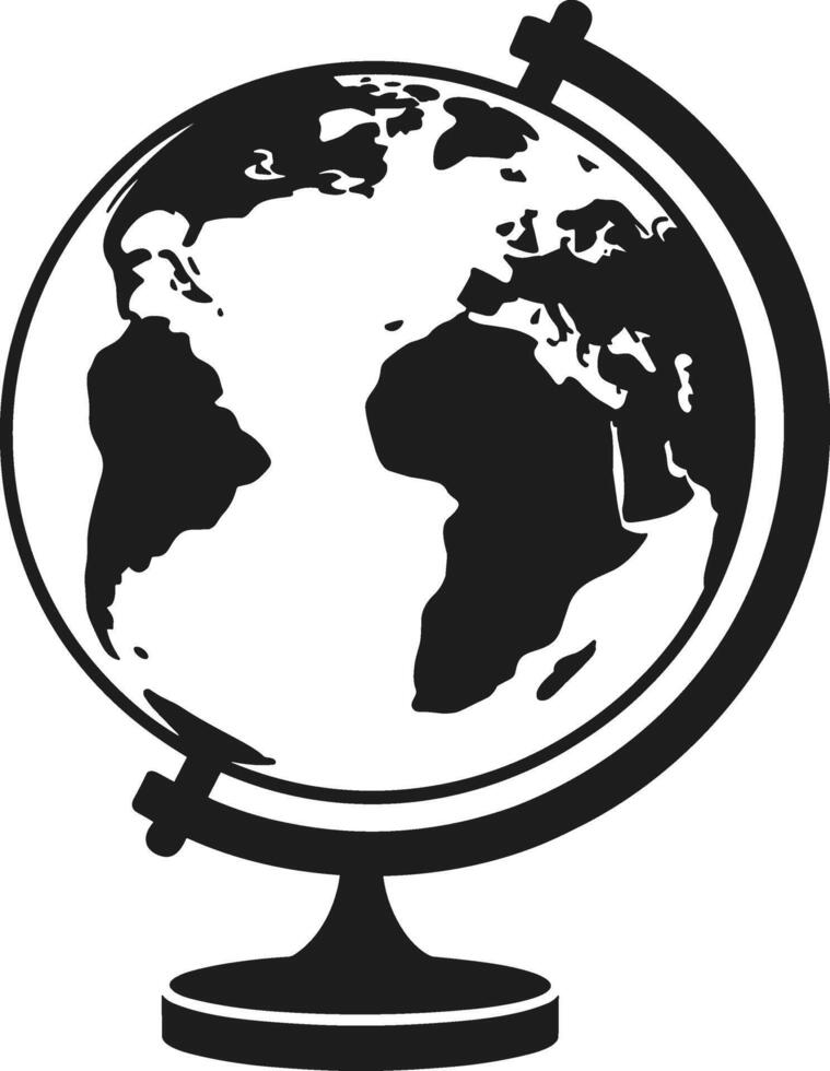 Simple Globe Silhouette - Minimalist Back to School Illustration vector