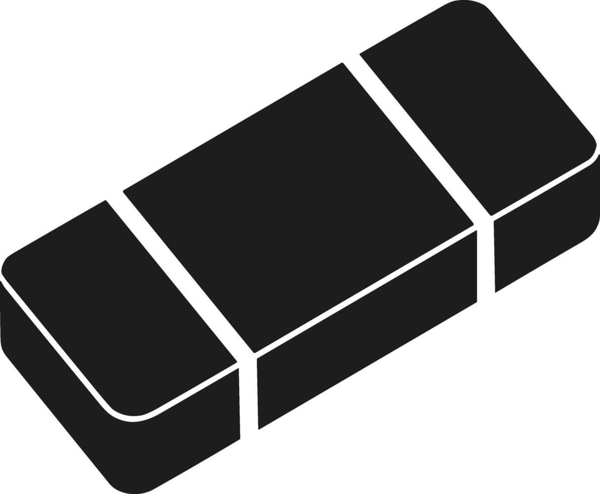 Segmented Eraser Silhouette - Isometric Minimalist School Supply vector