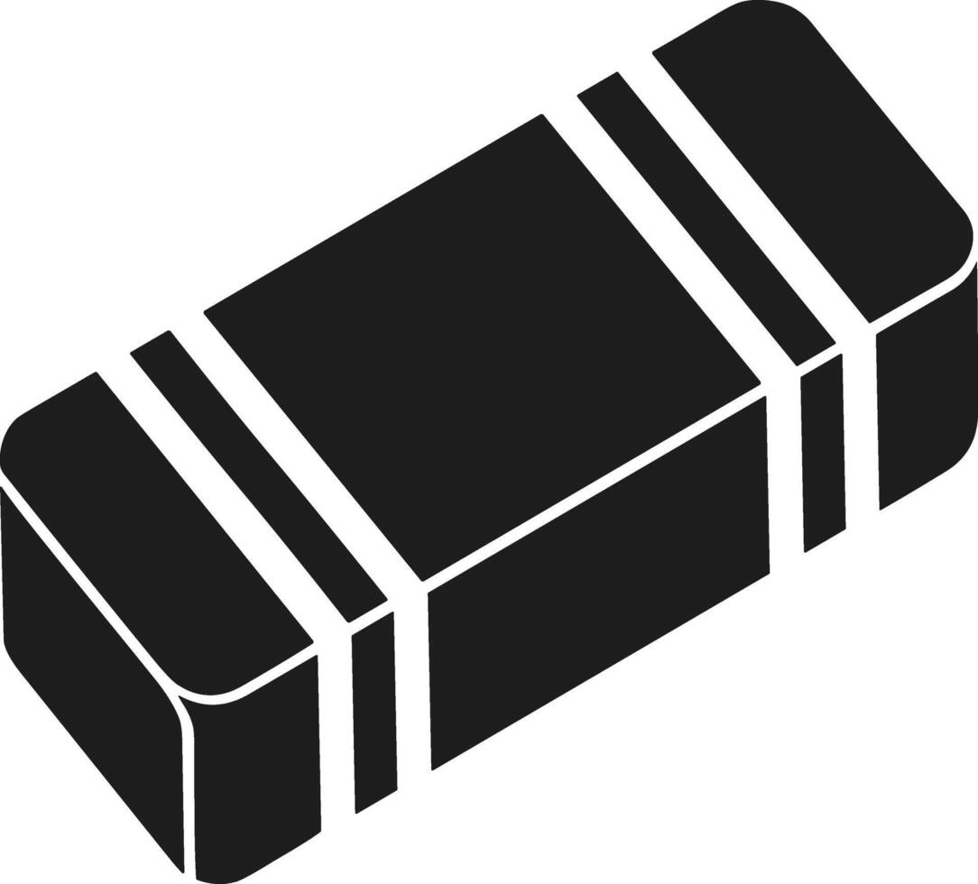 Rubber-Banded Eraser Silhouette - Isometric School Stationery Icon for Education Designs vector