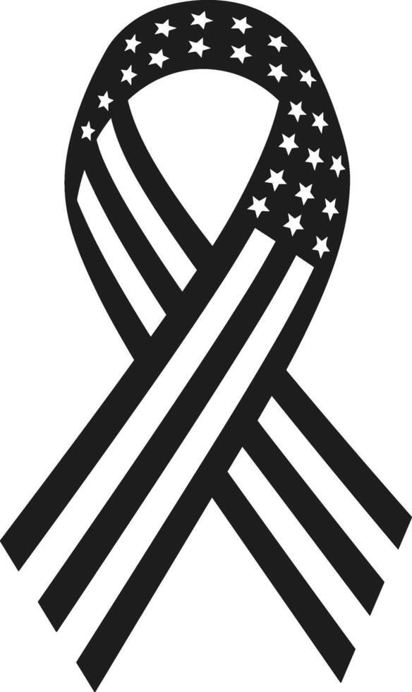 Patriotic Awareness Ribbon Silhouette - American Flag Tribute Design vector