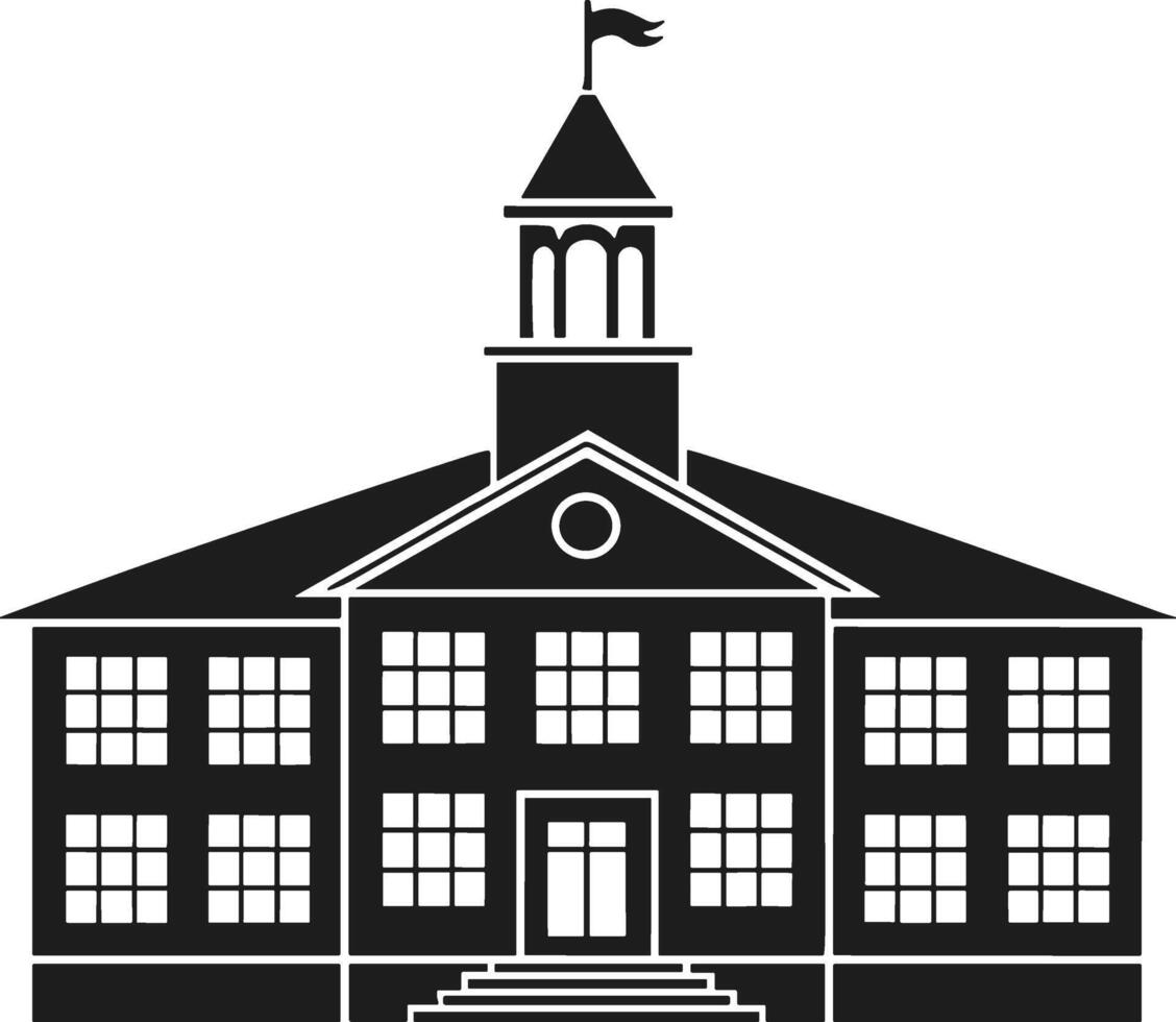 Silhouette of Classic School Building with Tower - Back to School Design vector