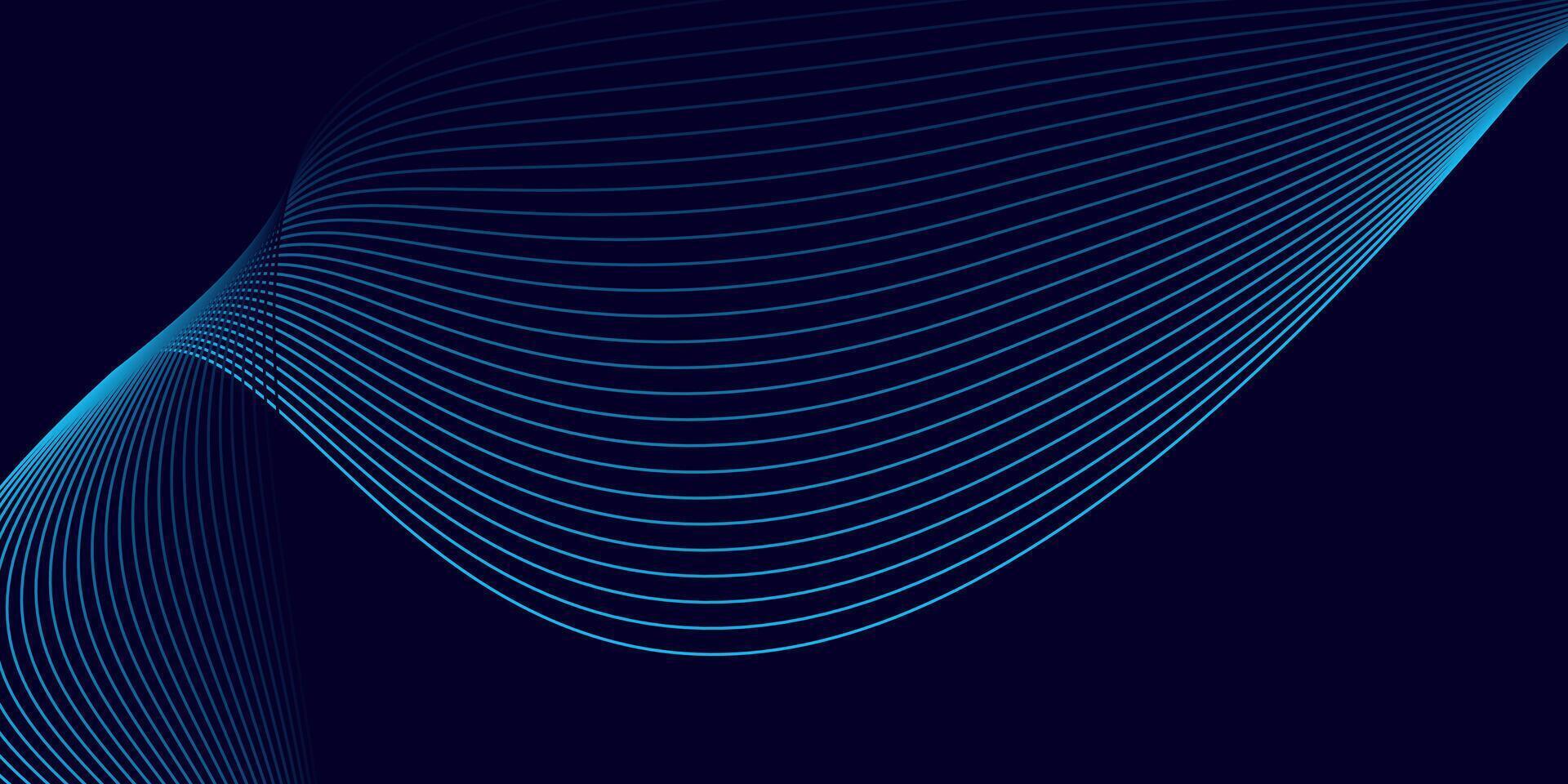 Dark Blue Background with Cyan Abstract Wave Line Flow Design vector