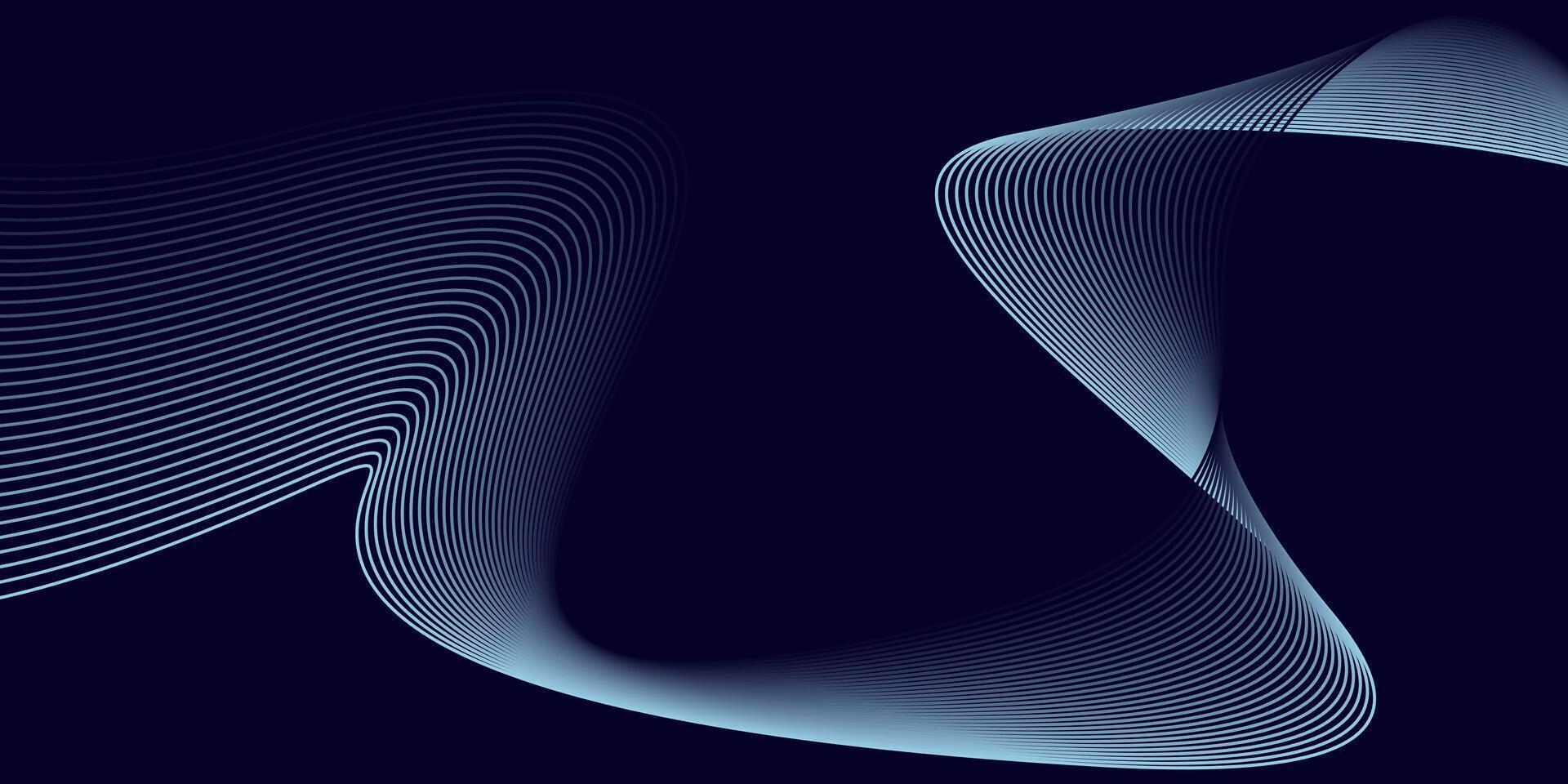 Dark Abstract Background with Blue Flowing Curved Line Wave Design vector