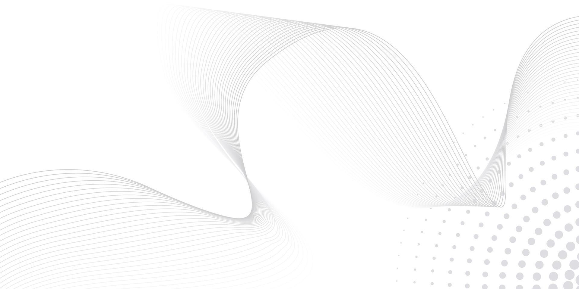 White Abstract Background with Flowing Lines and Circular Dot Pattern vector
