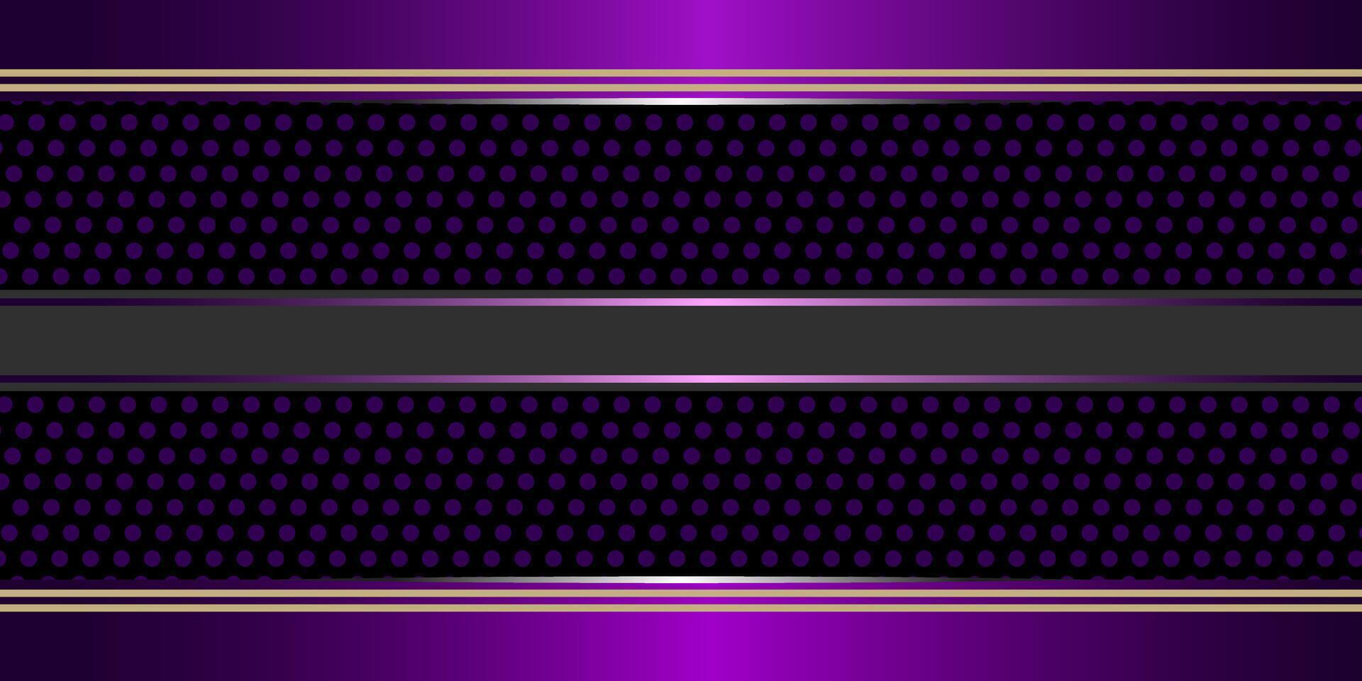 Purple Luxury Background with Polka Dots and Metallic Frame Banner vector