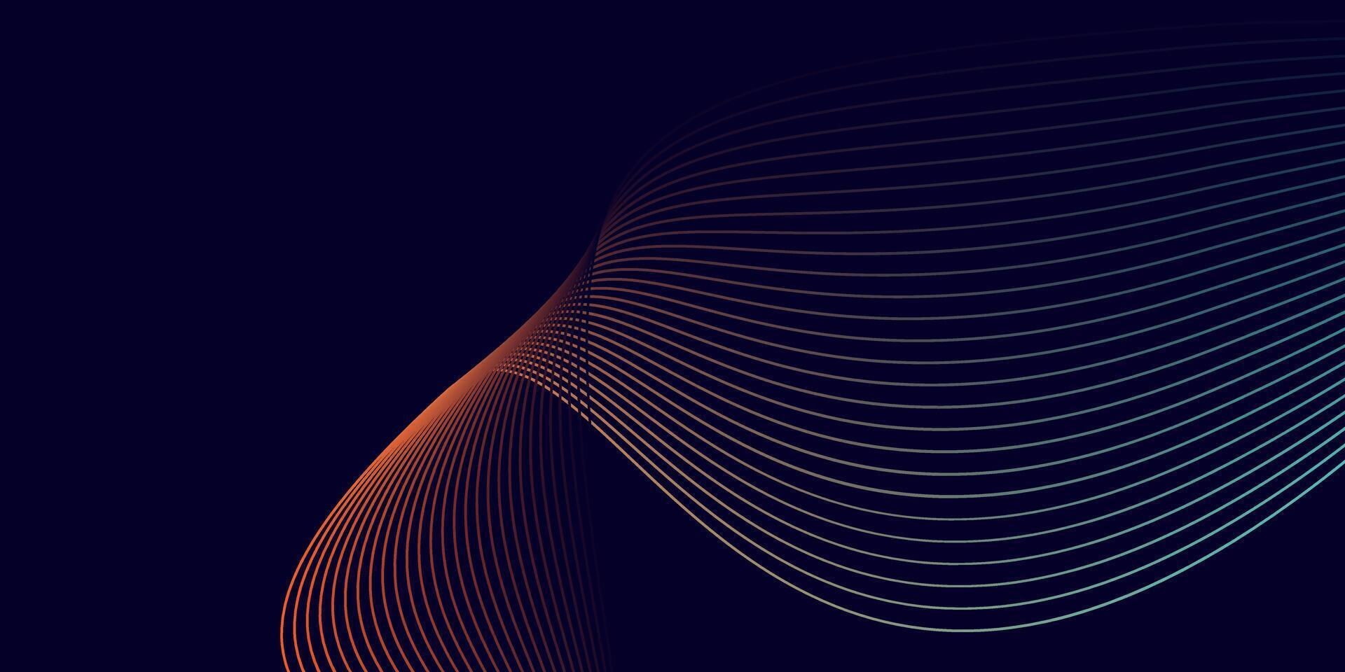 Dark Abstract Background with Flowing Gradient Lines and Wave Effect vector