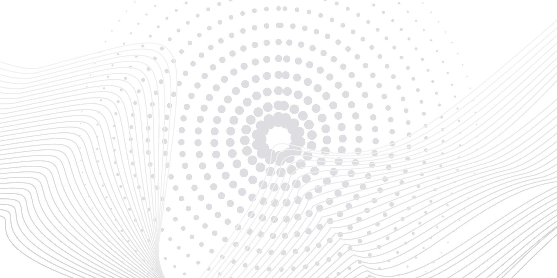White Abstract Circular Dot Wave Background with Fine Lines vector