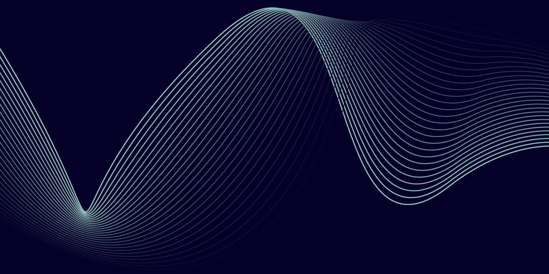 Dark Background with Light Abstract Wave Lines Flowing Design vector