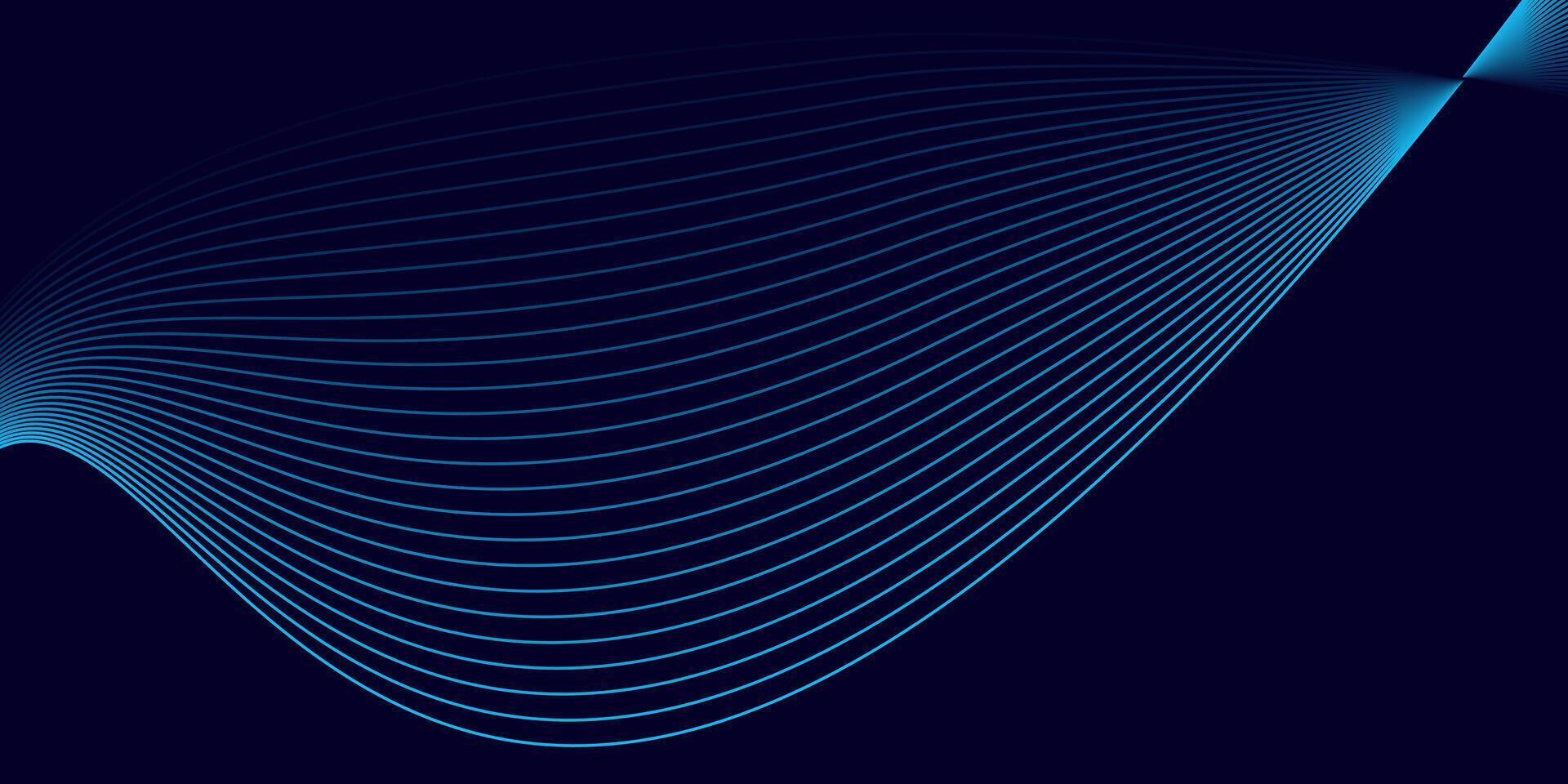 Dark Blue Background with Cyan Abstract Flowing Wave Line Design vector