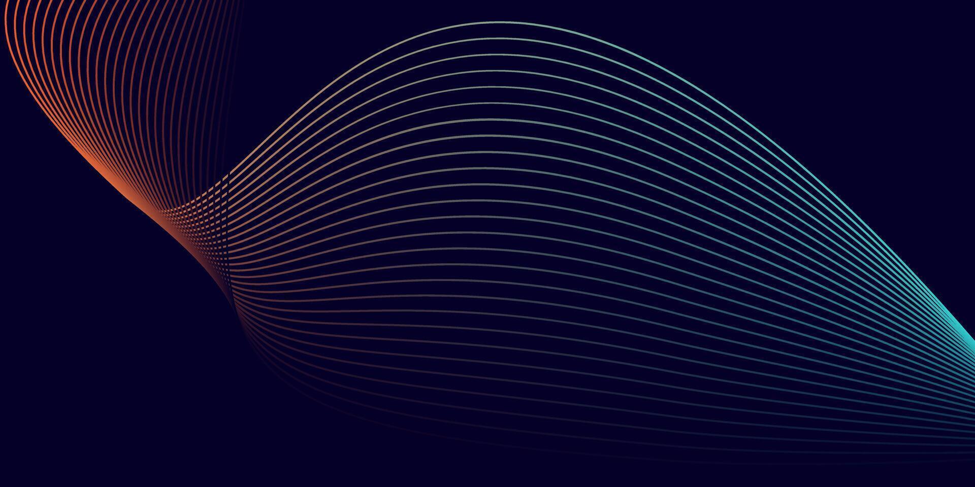 Dark Abstract Background with Color Gradient Wavy Lines vector
