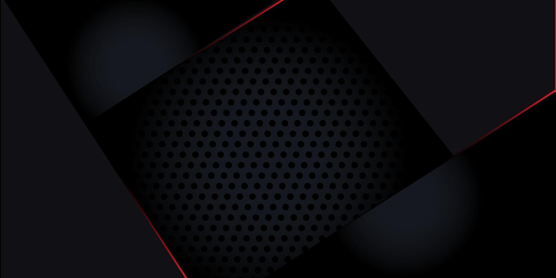 Modern Black Geometric Background with Red Highlights and Halftone Pattern vector
