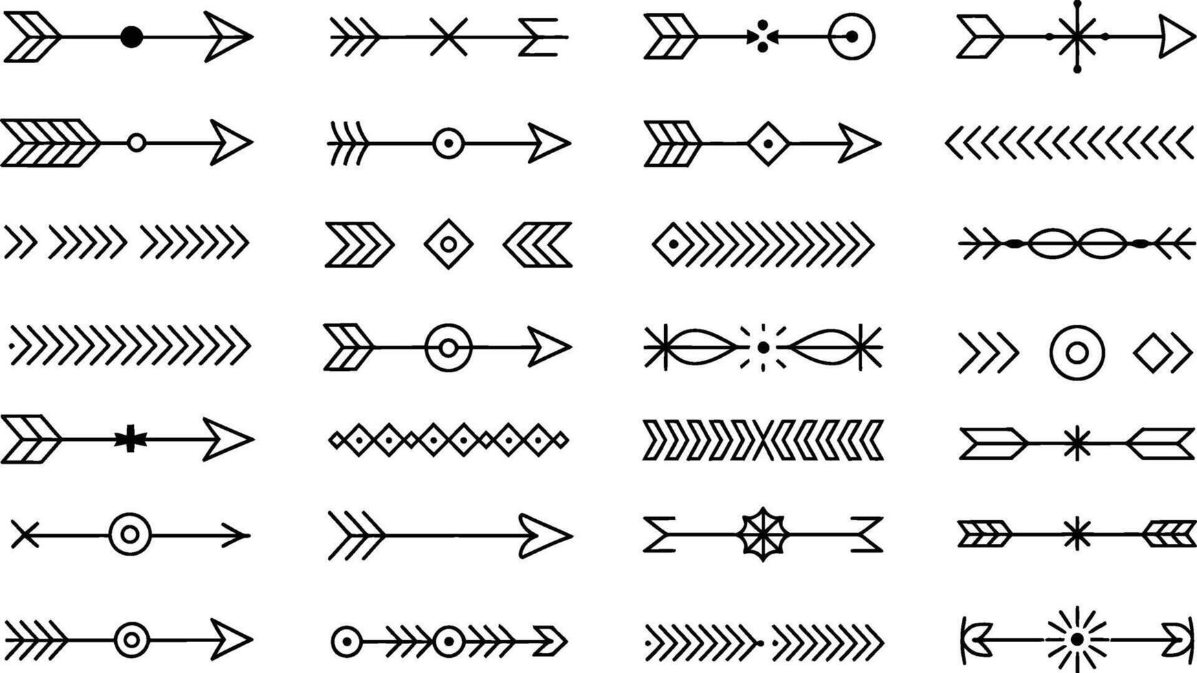 Collection of decorative arrows with geometric shapes in a format vector