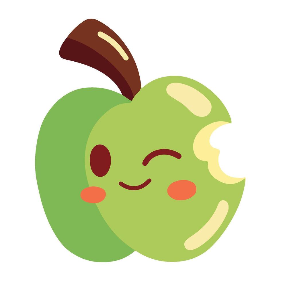 Fresh and Juicy Apple in a Minimalist kawaii Flat Style vector