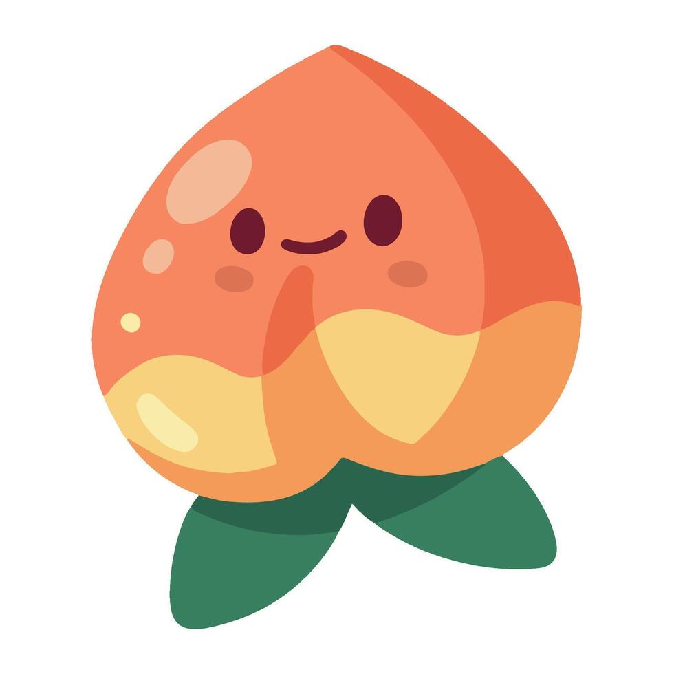 Clean and Modern Flat Illustration of a Peach Fruit vector