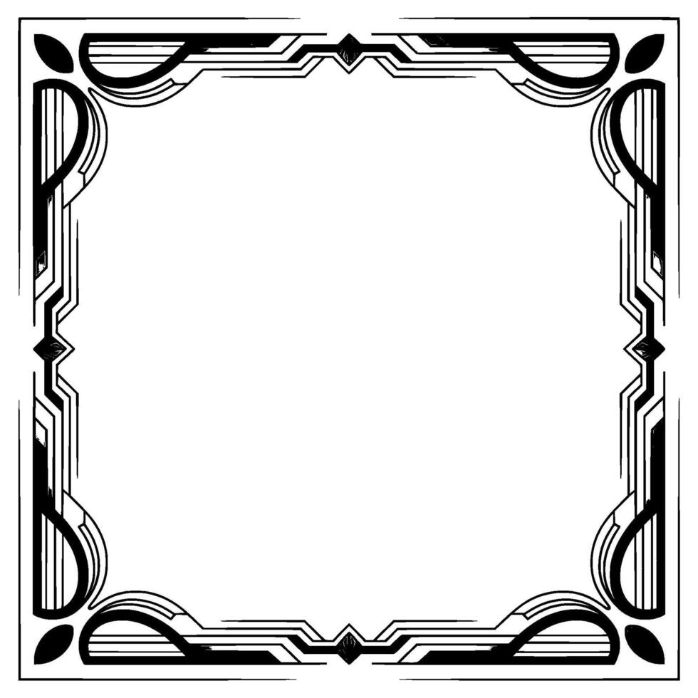 Art Deco Frame With Geometric Corner and Empty Space, Elegant, vector