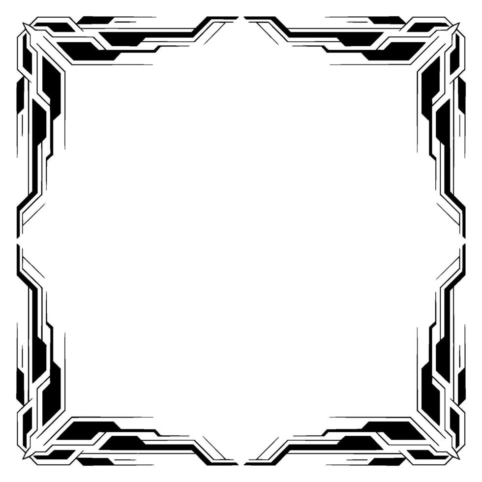 Futuristic Tech Frame Square Border in Black and White vector