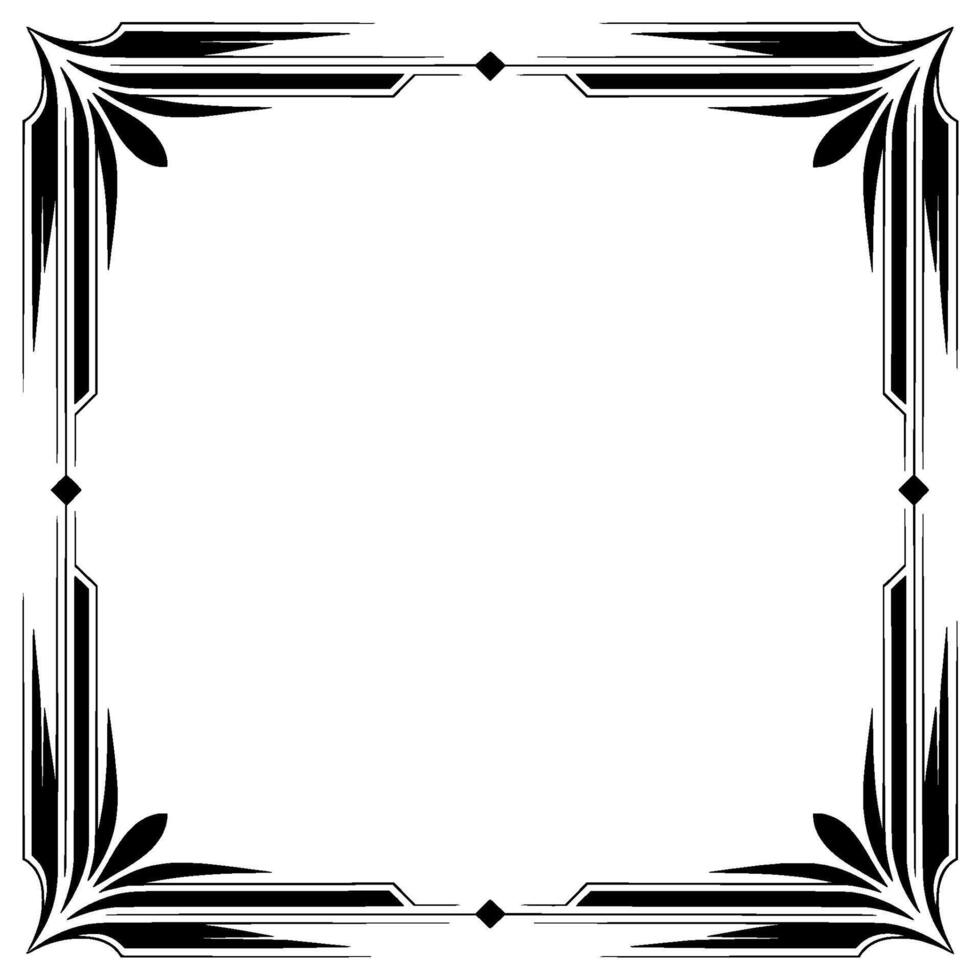 Art Deco Border Frame Elegant Black White With Decorative Elements vector