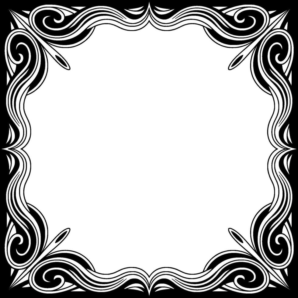 Ornate Art Deco Frame, Black and White, Decorative Border Element vector