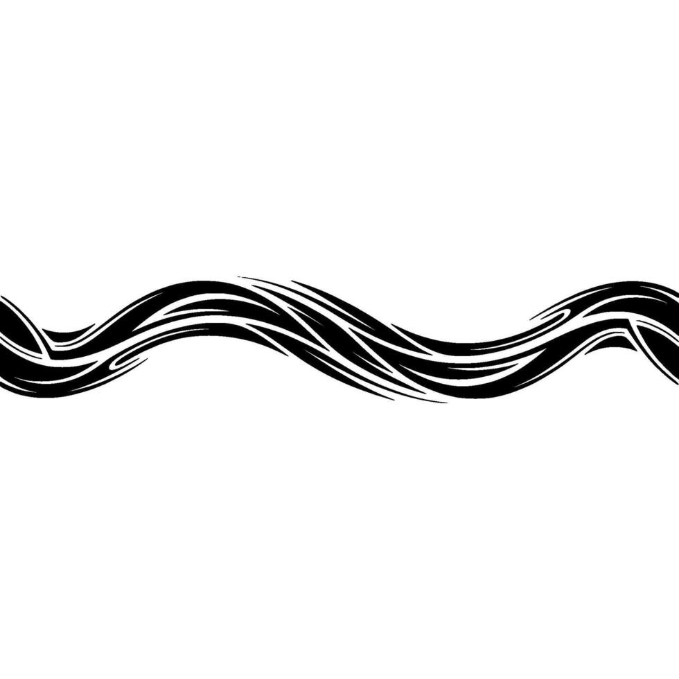 Abstract Black Tribal Wave Border on White Background Illustration vector