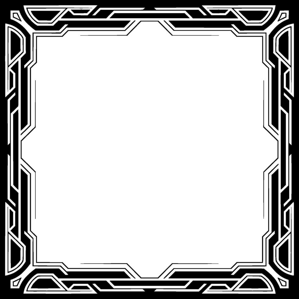 Geometric Tech Frame Black and White Square Border vector