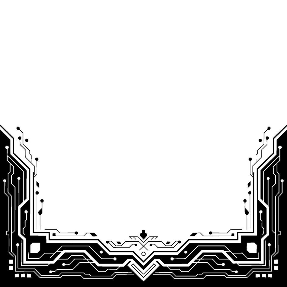 Tech Frame Abstract Circuit Board Border, Minimalist vector