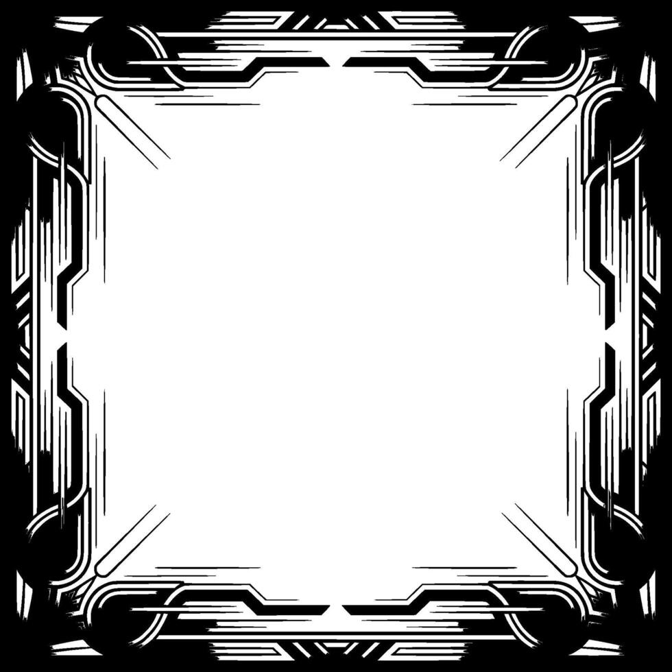 Art Deco Frame With Blank Space, Geometric Ornament, Monochromatic vector
