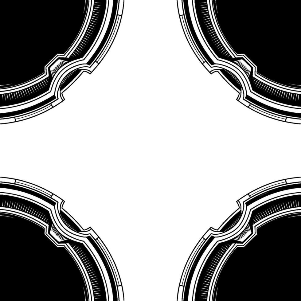 Ornate Circular Frame Pattern in Black and White Elegant Decorative vector