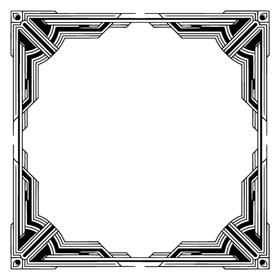 Art Deco Geometric Frame, Black White Elegant , Empty Space vector