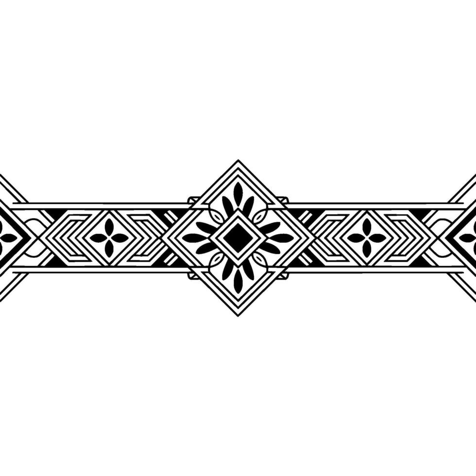 Geometric Art Deco Border Element, Black and White Ornament, Decorative vector