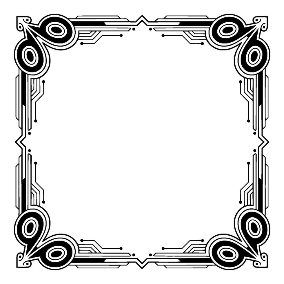 Art Deco Frame With Circuit Board Elements on White Background vector