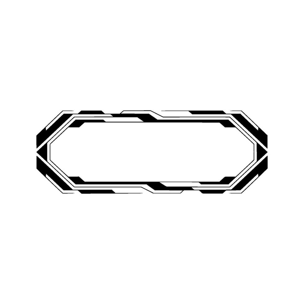 Geometric Tech Frame Black White Futuristic Border vector