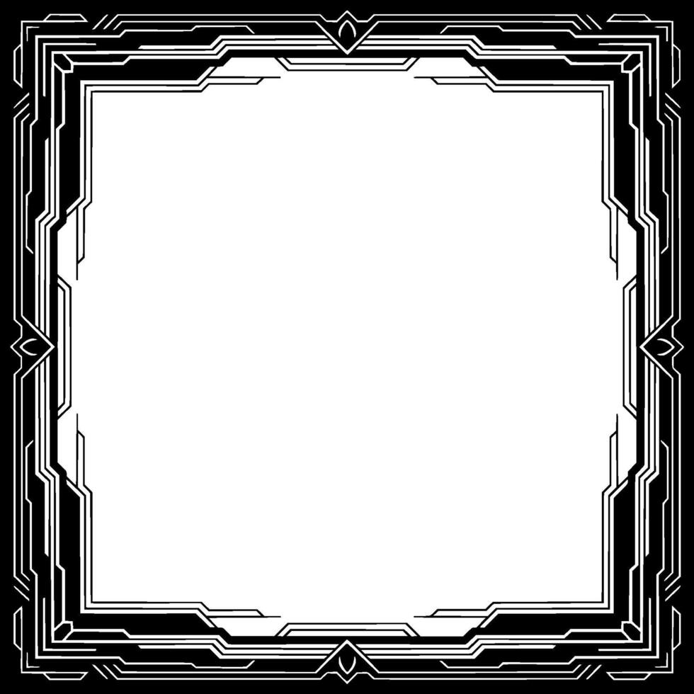 Deco Style Border, Black White Geometric Frame, Empty Space vector