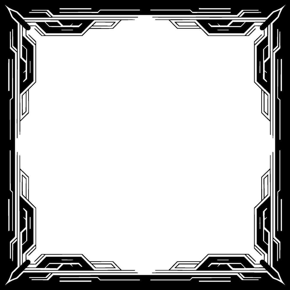 Futuristic Tech Frame, Border in Black and White, Minimalist Template vector