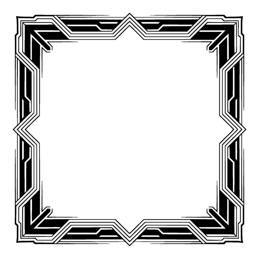 Art Deco Frame Border, Geometric , Black and White, Blank Space for Content vector