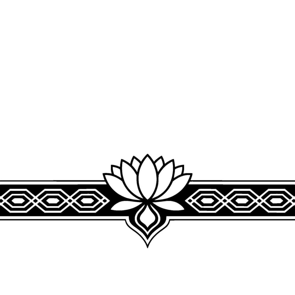 Elegant Lotus Flower With Geometric Border, Monochrome Minimalist vector