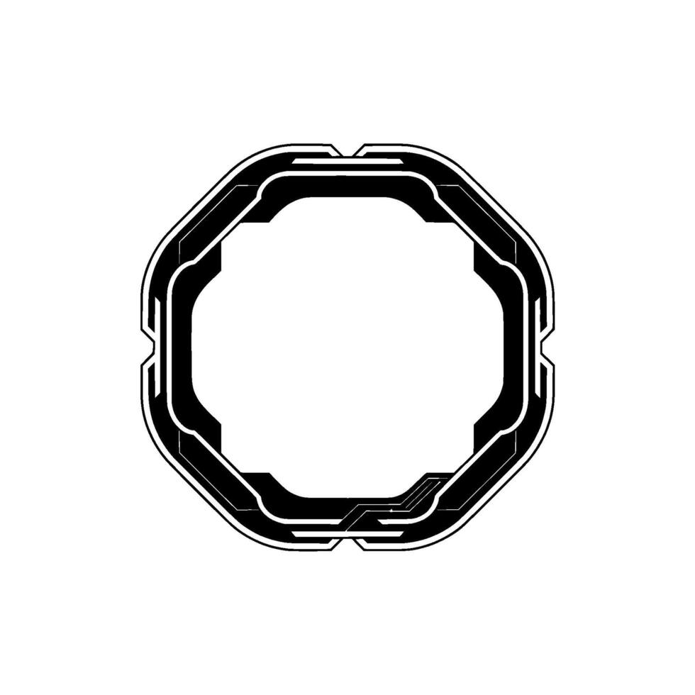 Futuristic Geometric Frame Black and White Cyber on Light Background vector