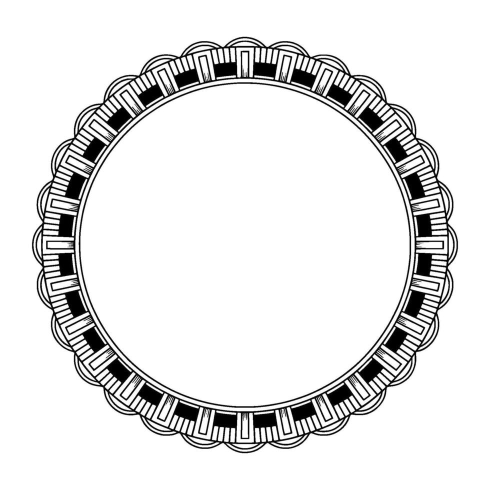 Elegant Black White Circular Frame, Decorative Border for vector