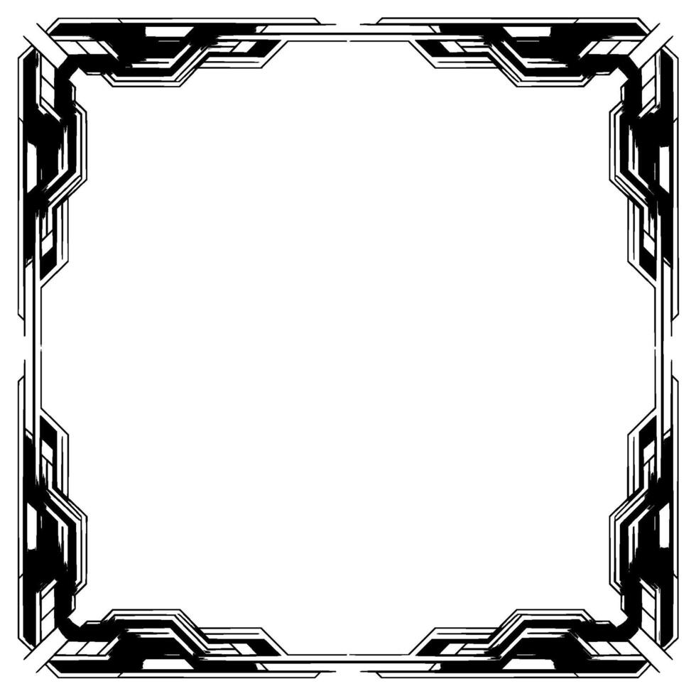 Futuristic Geometric Frame Techy Border With Grayscale Elements vector