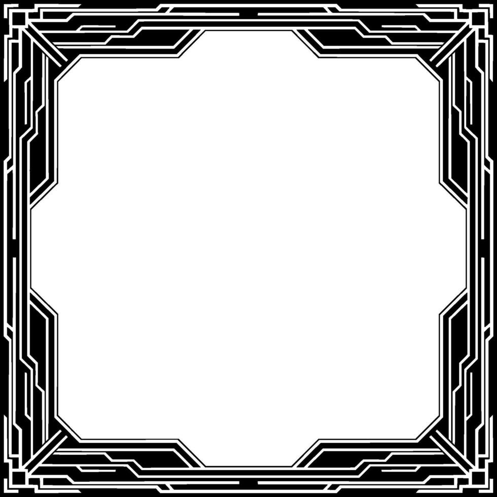 Art Deco Frame Black White Geometric Border, Empty Space vector